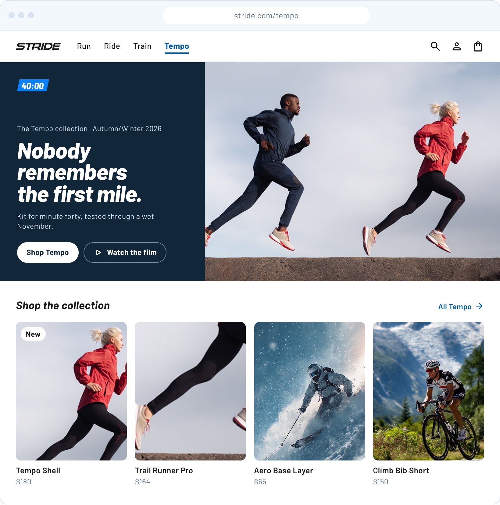 Website landing page